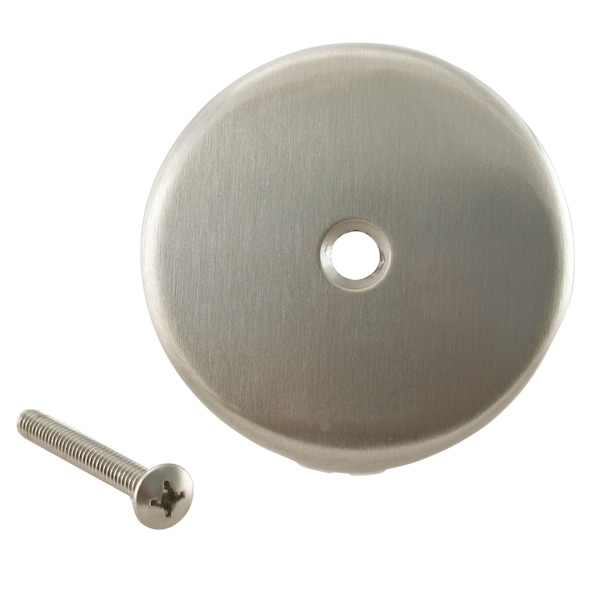 Westbrass 3-1/8" Single Hole Overflow Face Plate and Screw in Satin Nickel D328-07 - main